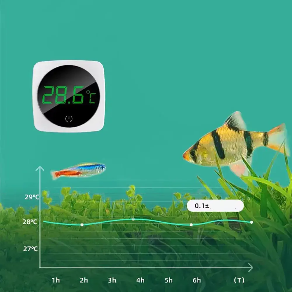LED Aquarium Thermometer Self-Adhesive LCD Digital Fish Tank Mini Thermometers Water Temperature Measuring Aquarium Accessories
