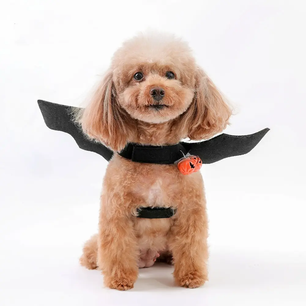Adjustable Felt Bat Wing Costume - Halloween & Christmas Pet Cosplay with Safety Bells for Dogs & Cats