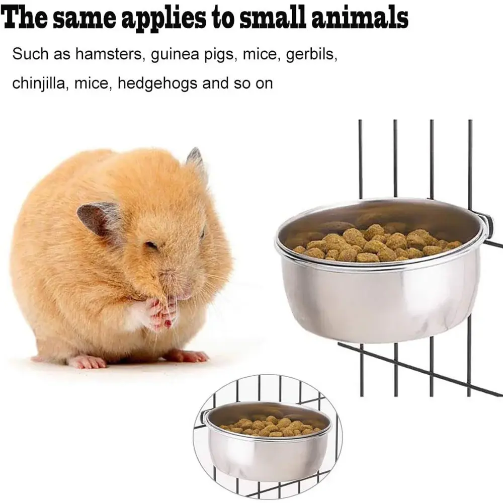 Bird Feeder Bowls Safe Stainless Steel Cage Hanging Bowl Parrot Rabbit Hamster Food Water Feeding Tools Pet Cage Accessories