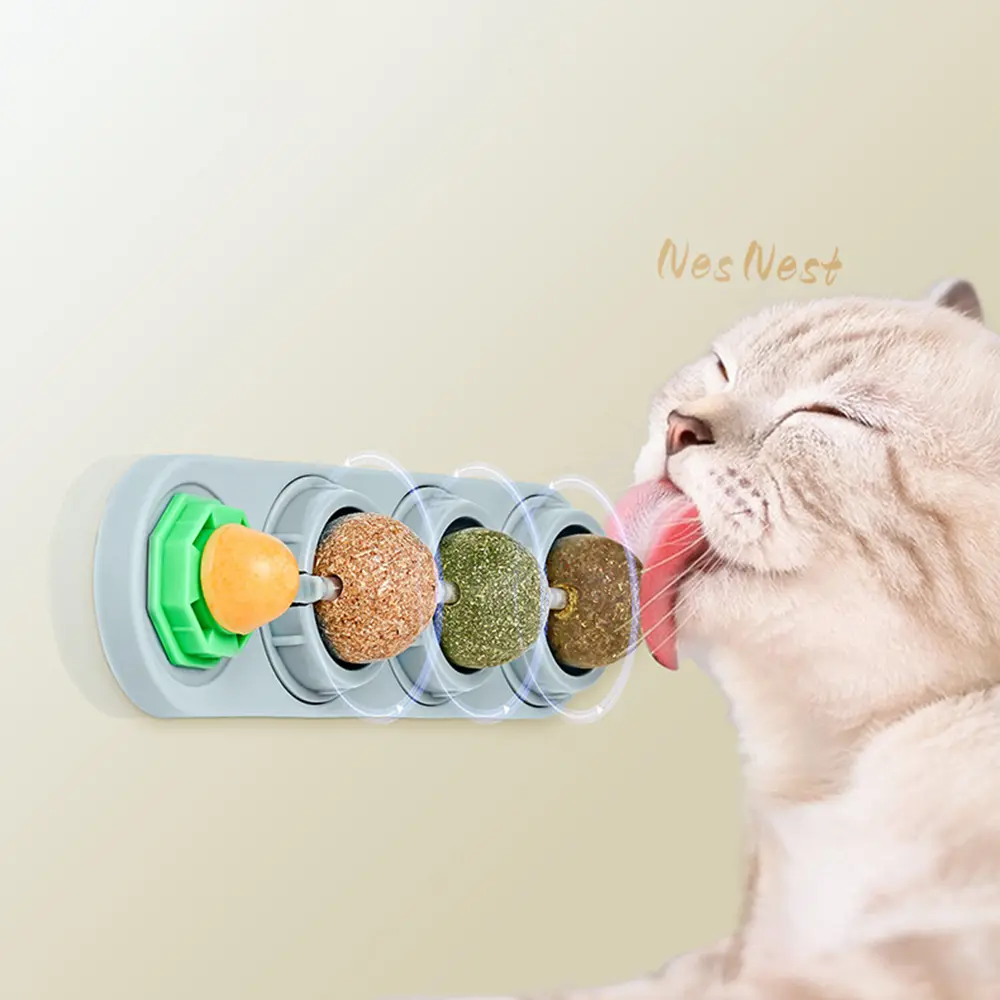 Silvervine Balls Cat Catnip Toys Natural Teeth Cleaning Edible Healthy Treats Wall Stick-on Scratchers for Cats