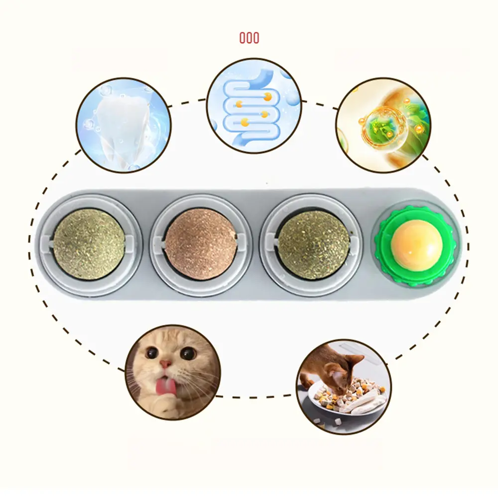 Silvervine Balls Cat Catnip Toys Natural Teeth Cleaning Edible Healthy Treats Wall Stick-on Scratchers for Cats