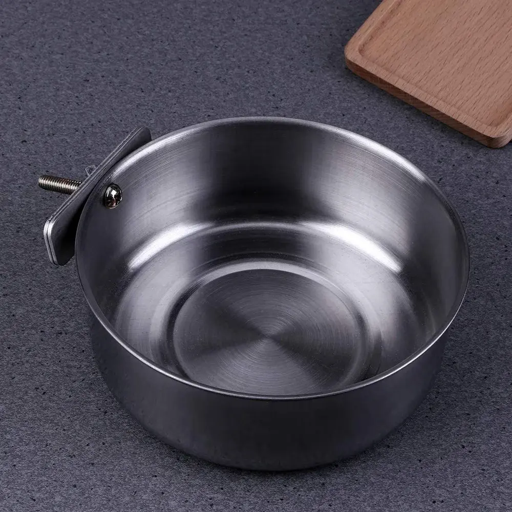 Bird Feeder Bowls Safe Stainless Steel Cage Hanging Bowl Parrot Rabbit Hamster Food Water Feeding Tools Pet Cage Accessories