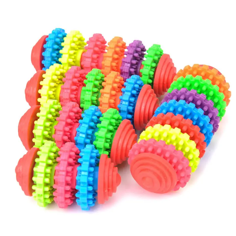 TPR Rubber Dog Chew Toys Dental Teething Healthy Chew Toys Colorful Gear Shape Pet Dog Playing for Small Big Dogs Pet Toy