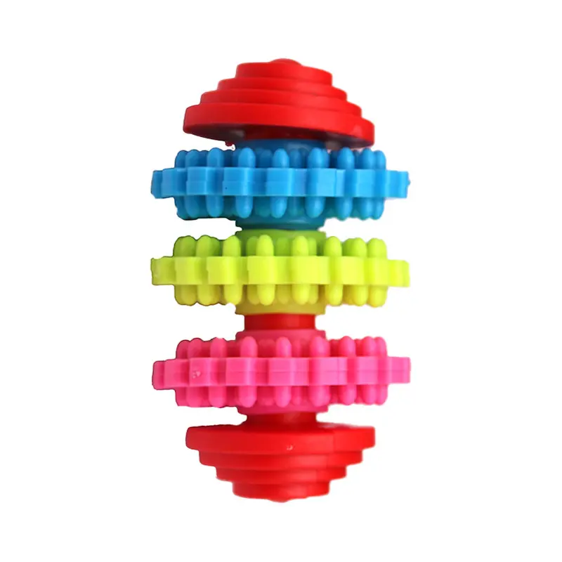 TPR Rubber Dog Chew Toys Dental Teething Healthy Chew Toys Colorful Gear Shape Pet Dog Playing for Small Big Dogs Pet Toy