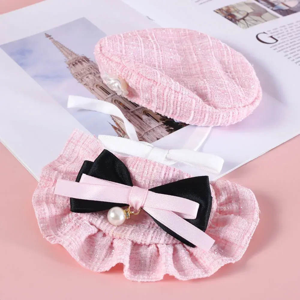 Pet Hat Bow Tie Bibs Set Cute Flower Bow Bibs Beret for Cat Dog Party Photo Props Cat Accessories