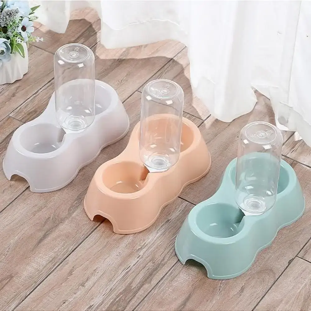 Cat Automatic Feeder Water Dispenser Dog Cat Food Bowl with Drinking Raised Stand Double Dish Bowls for Cats Dogs Pet Bowls