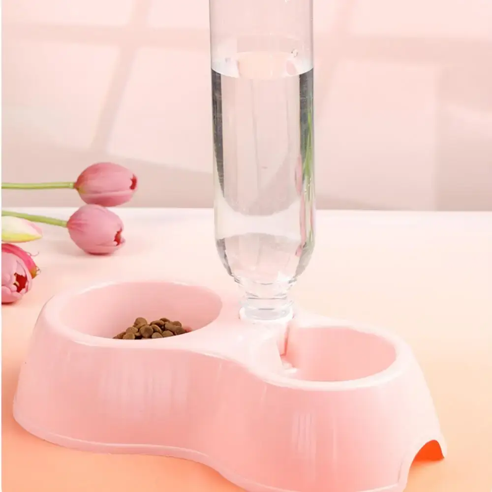 Cat Automatic Feeder Water Dispenser Dog Cat Food Bowl with Drinking Raised Stand Double Dish Bowls for Cats Dogs Pet Bowls
