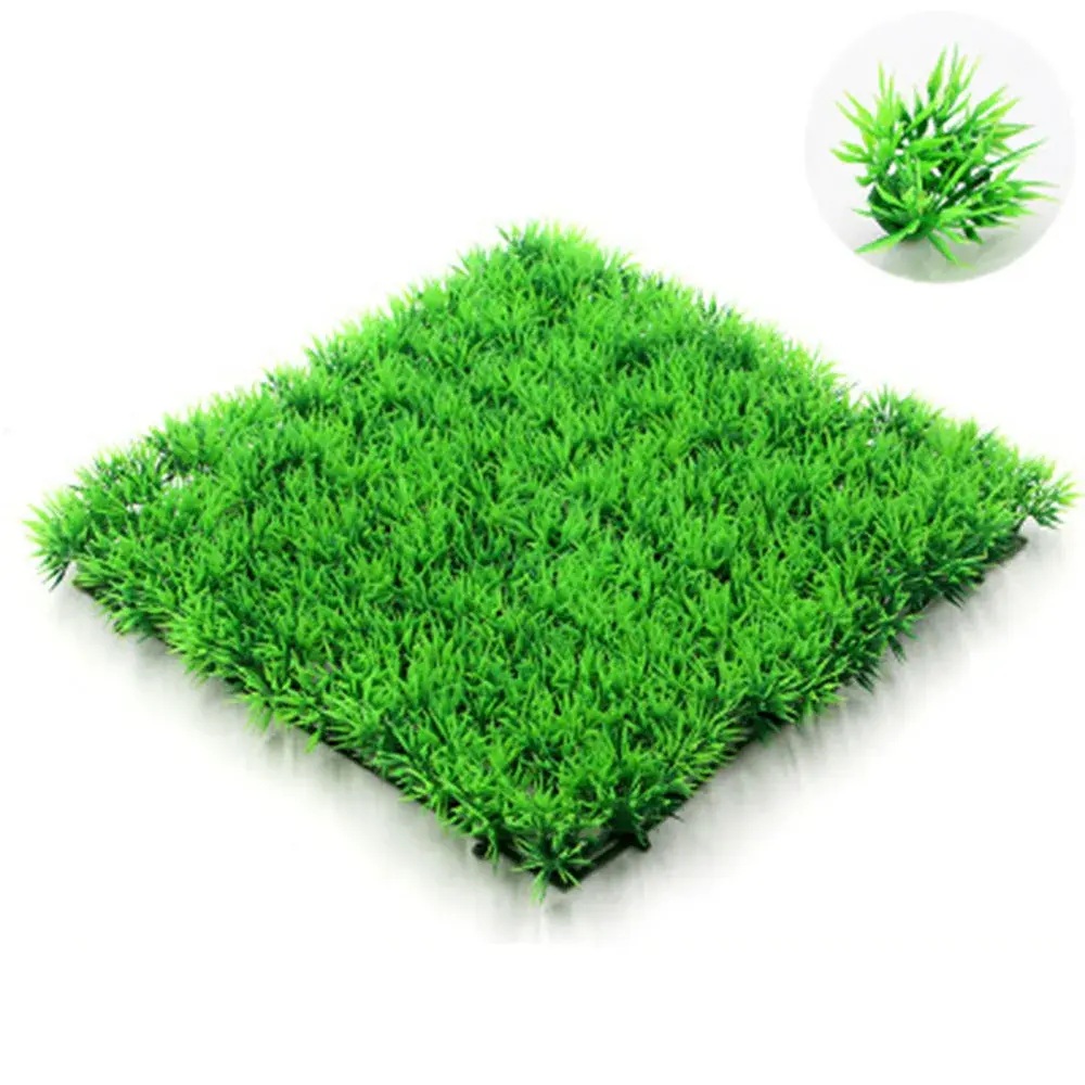 Artificial Aquarium Green Grass Plant Lawn Decoration Croppable Plastic Fake Green Grass Fish Tank DIY Landscape Decoration