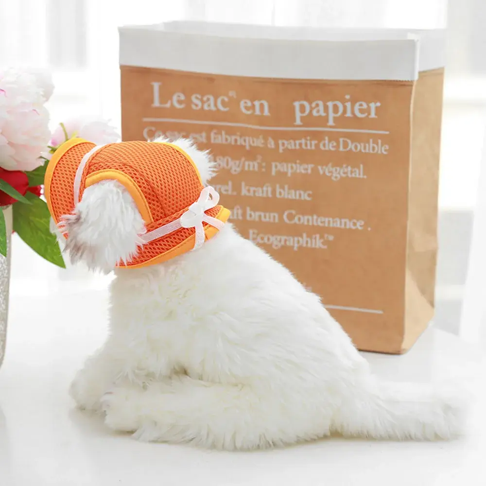 Fashion Dog Hat with Ear Holes Summer Mesh Breathable Pet Hat for Small Medium Dogs Cats Adjustable Dog Cap Outdoor Travel