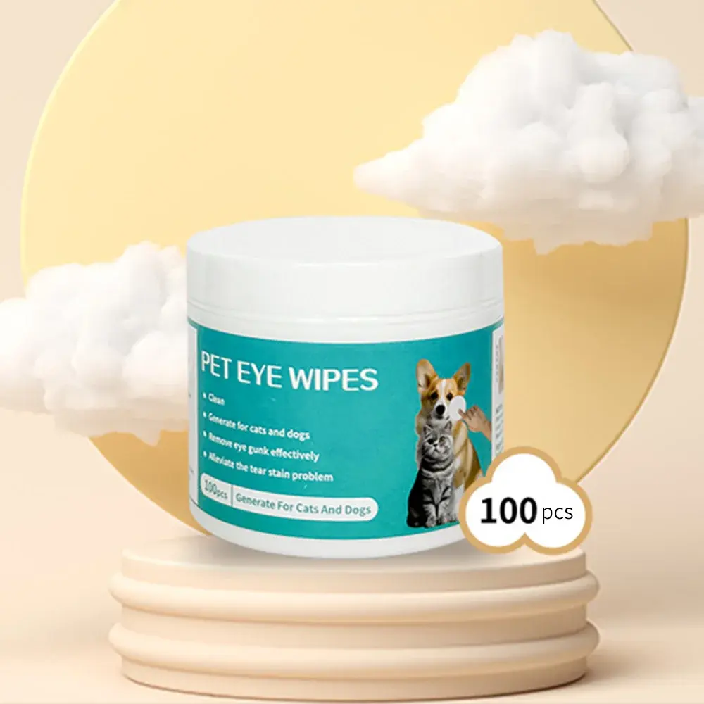 100pcs Pet Eye Wipes for Cats Dogs Tearmark Wet Wipes Cats and Dogs Universal No Irritation Cleaning Wipes Pet Supplies
