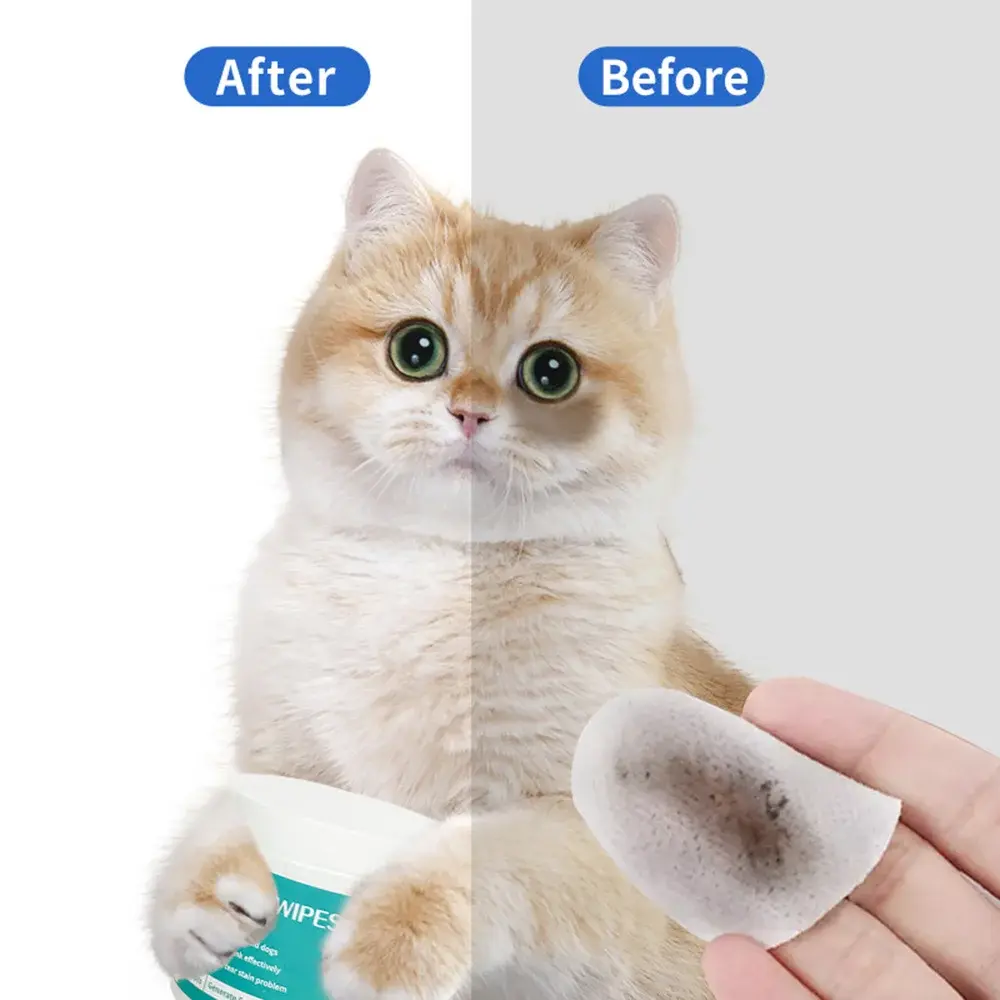 100pcs Pet Eye Wipes for Cats Dogs Tearmark Wet Wipes Cats and Dogs Universal No Irritation Cleaning Wipes Pet Supplies