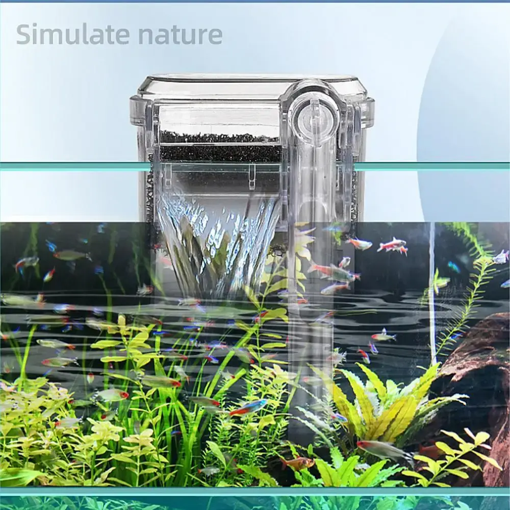 Aquarium Hanging Filter Mini Fish Tank Plug-in Filter Aerator USB Power Interface 2.5W Flow 250H/L Suitable for Small Fish Tank