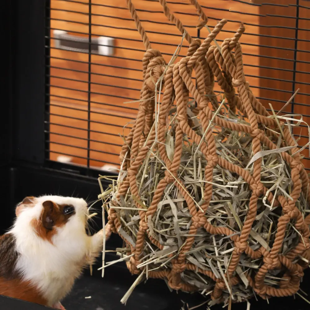 Large Capacity Hanging Hay Feeder Grass Bag Dispenser Durable for Rabbit Chinchilla Guinea Pig Small Pets Supplies