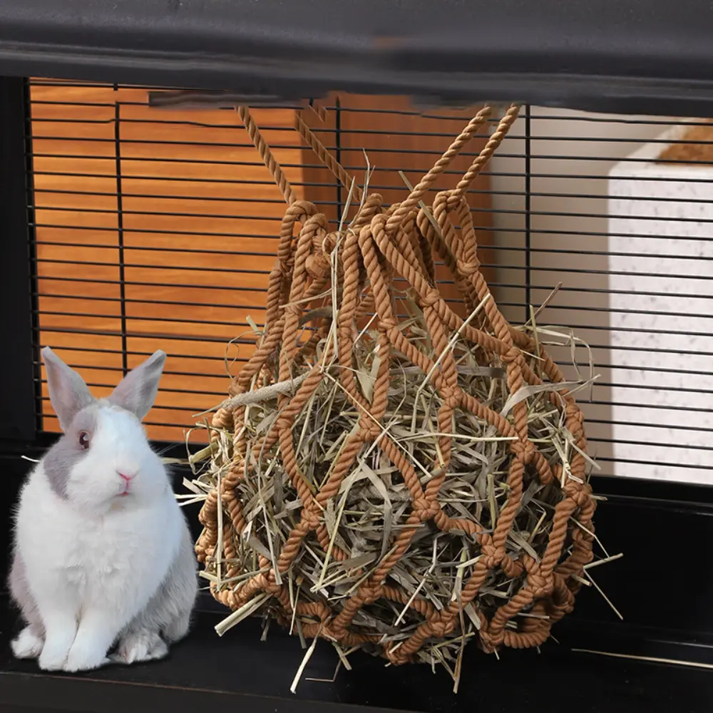 Large Capacity Hanging Hay Feeder Grass Bag Dispenser Durable for Rabbit Chinchilla Guinea Pig Small Pets Supplies