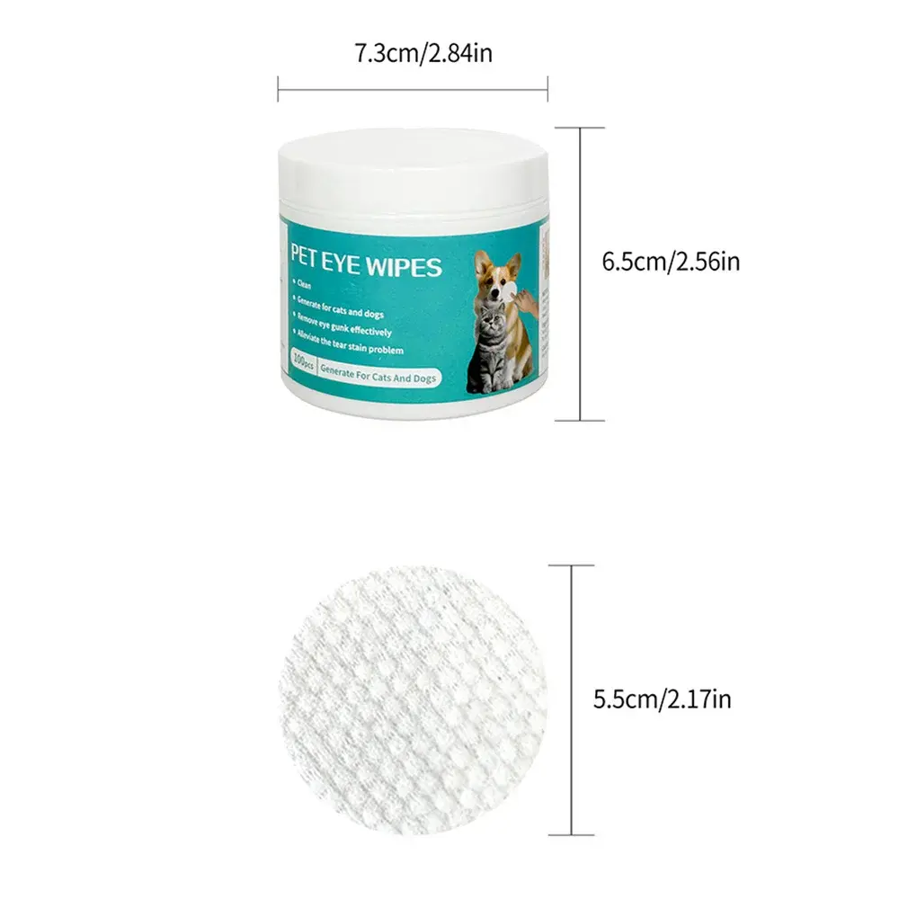 100pcs Pet Eye Wipes for Cats Dogs Tearmark Wet Wipes Cats and Dogs Universal No Irritation Cleaning Wipes Pet Supplies