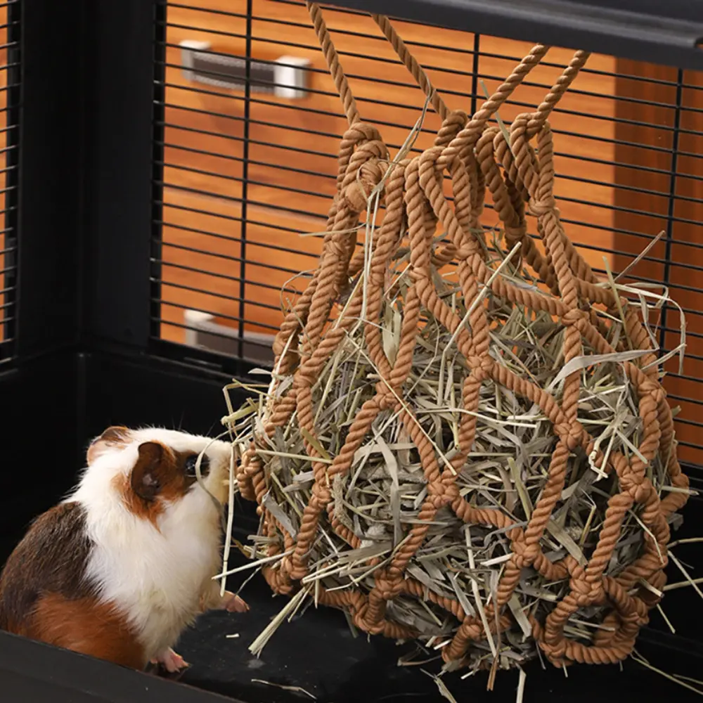 Large Capacity Hanging Hay Feeder Grass Bag Dispenser Durable for Rabbit Chinchilla Guinea Pig Small Pets Supplies