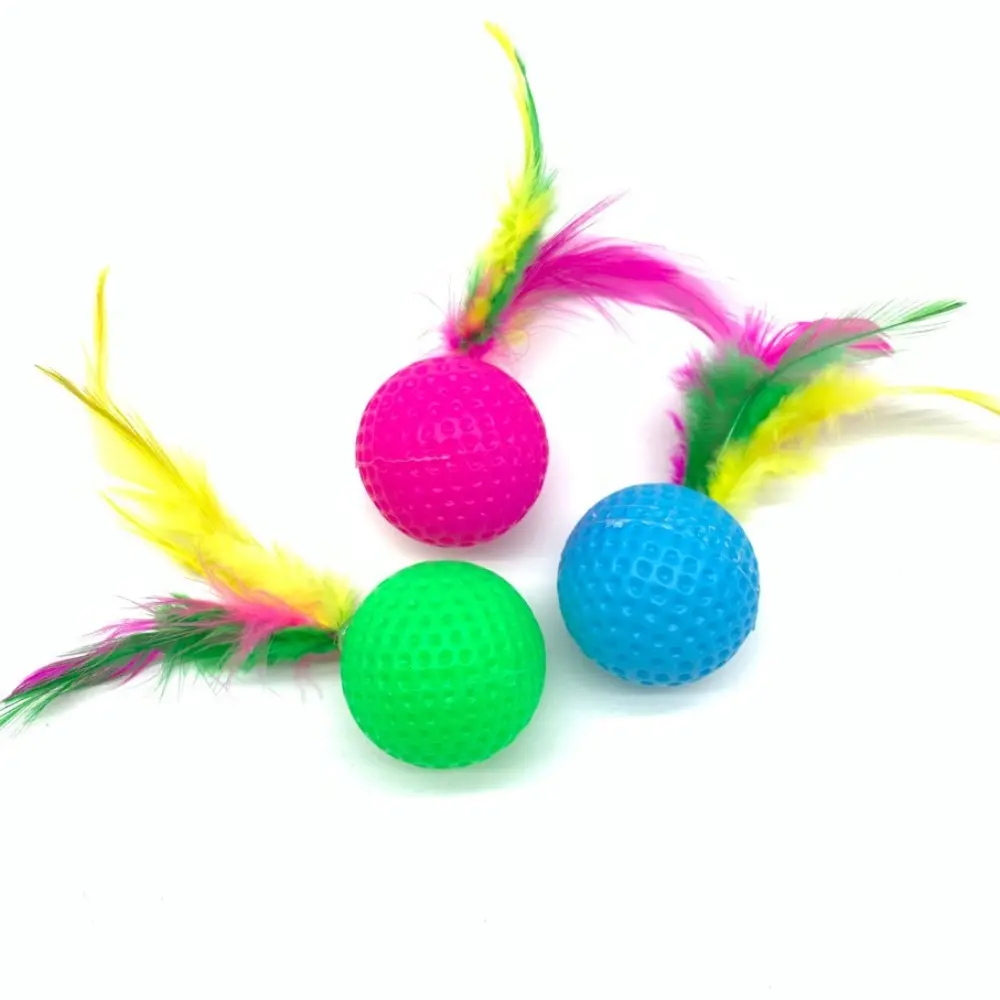 1pcs Cat Self-Happy Toy Badminton Rustle Amusing Random Color Cat Ball Sound Catch Feather Interactive Kitten Cat toy Pet Supply
