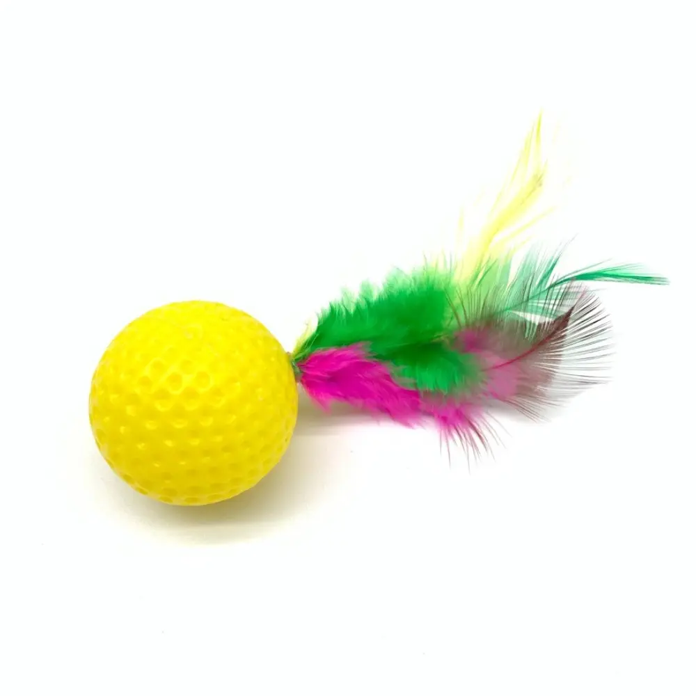 1pcs Cat Self-Happy Toy Badminton Rustle Amusing Random Color Cat Ball Sound Catch Feather Interactive Kitten Cat toy Pet Supply