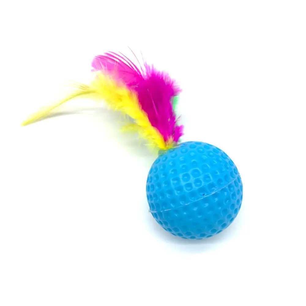 1pcs Cat Self-Happy Toy Badminton Rustle Amusing Random Color Cat Ball Sound Catch Feather Interactive Kitten Cat toy Pet Supply