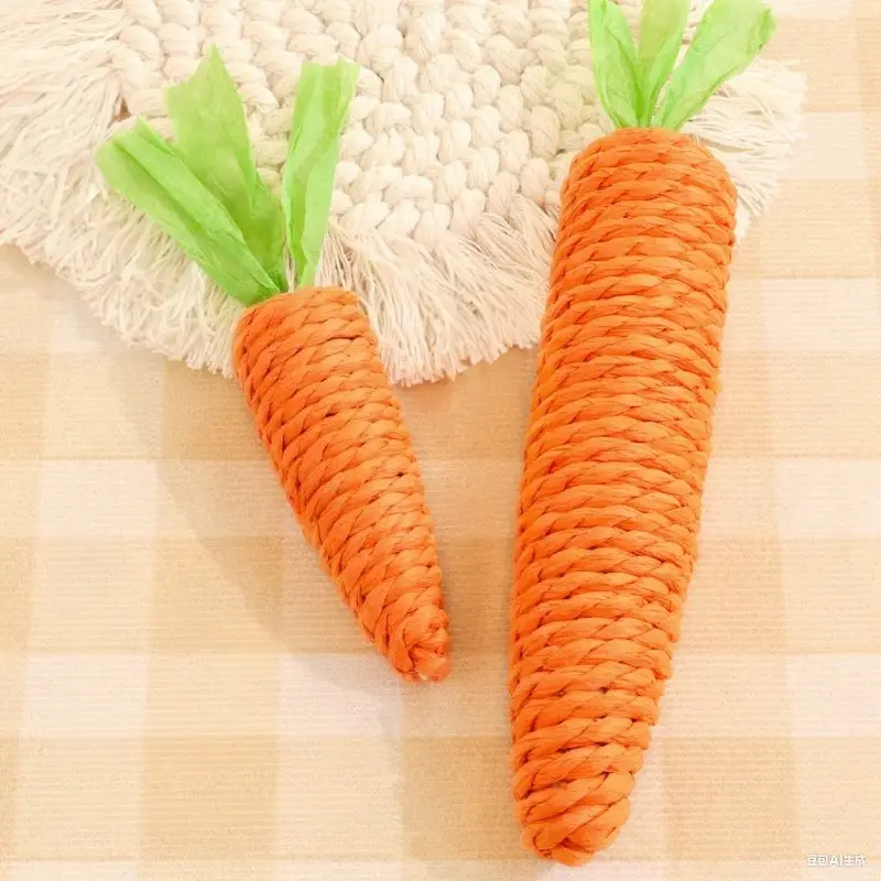 Carrot Sound Cat Toy Bite Resistant Paper Rope Scratcher Clean Teeth Interactive Play Cat Carrot Chew Toy for Cat Pet Products