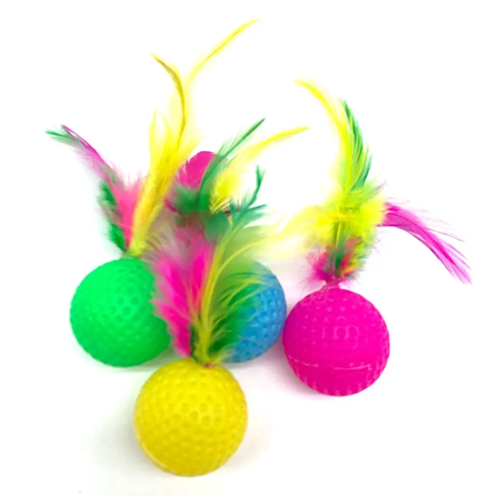 1pcs Cat Self-Happy Toy Badminton Rustle Amusing Random Color Cat Ball Sound Catch Feather Interactive Kitten Cat toy Pet Supply