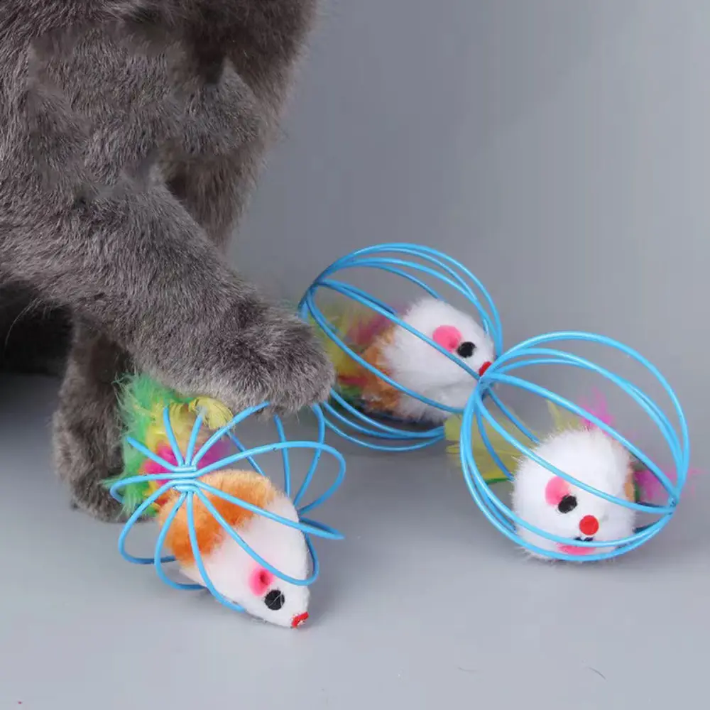 Colorful Mouse in Cage Cat Toy For Kitten Creative Playing Toys Pet Products Play Cat Mouse Toy