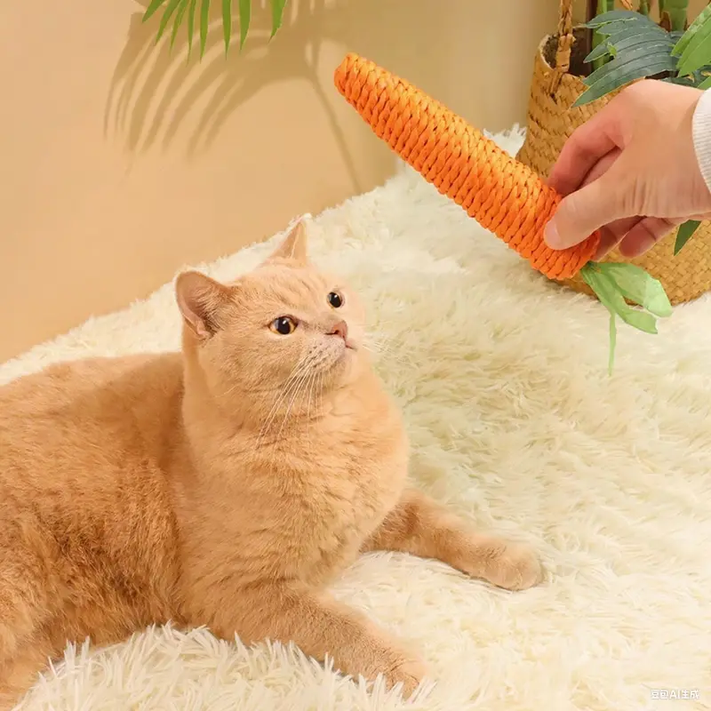 Carrot Sound Cat Toy Bite Resistant Paper Rope Scratcher Clean Teeth Interactive Play Cat Carrot Chew Toy for Cat Pet Products