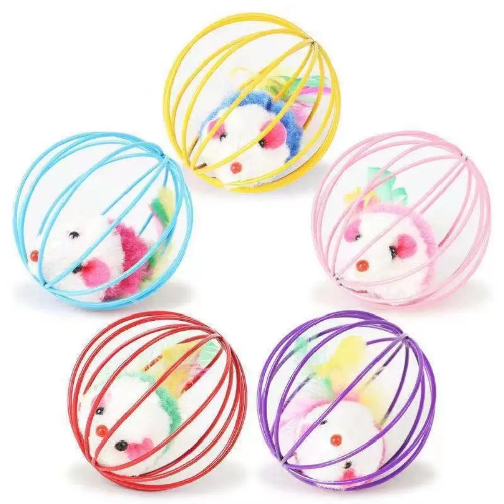 Colorful Mouse in Cage Cat Toy For Kitten Creative Playing Toys Pet Products Play Cat Mouse Toy