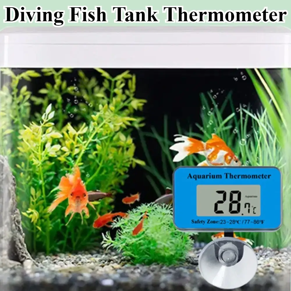 Aquarium LCD Digital Thermometer Diving Fish Tank Thermometer with Suction Cup Waterproof Electronic Water Temperature Tester