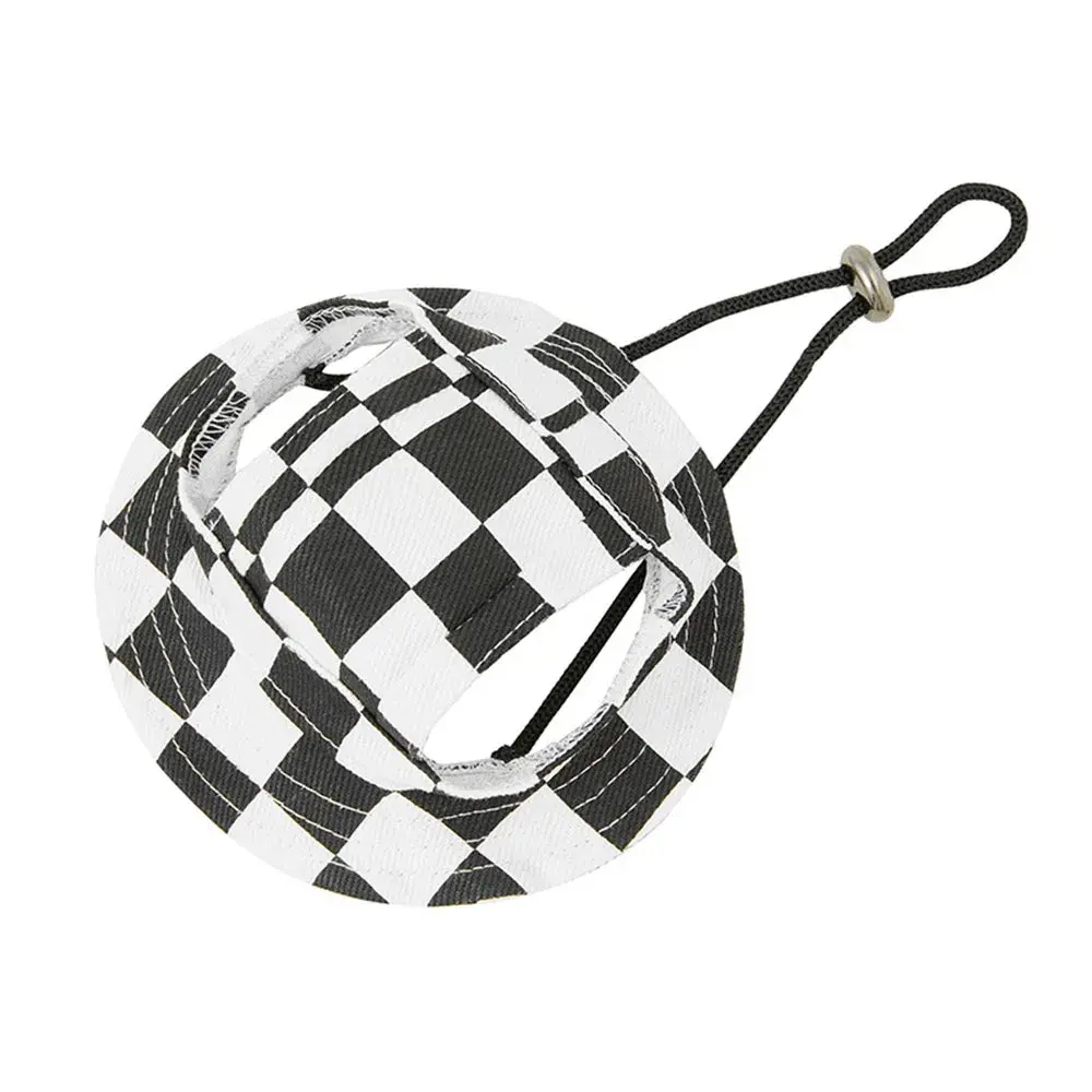 Adjustable Dog Hat Fashion Plaid Cotton Pet Hat for Small Medium Dogs Cats Summer Breathable Dog Sunhat Fisherman Hats