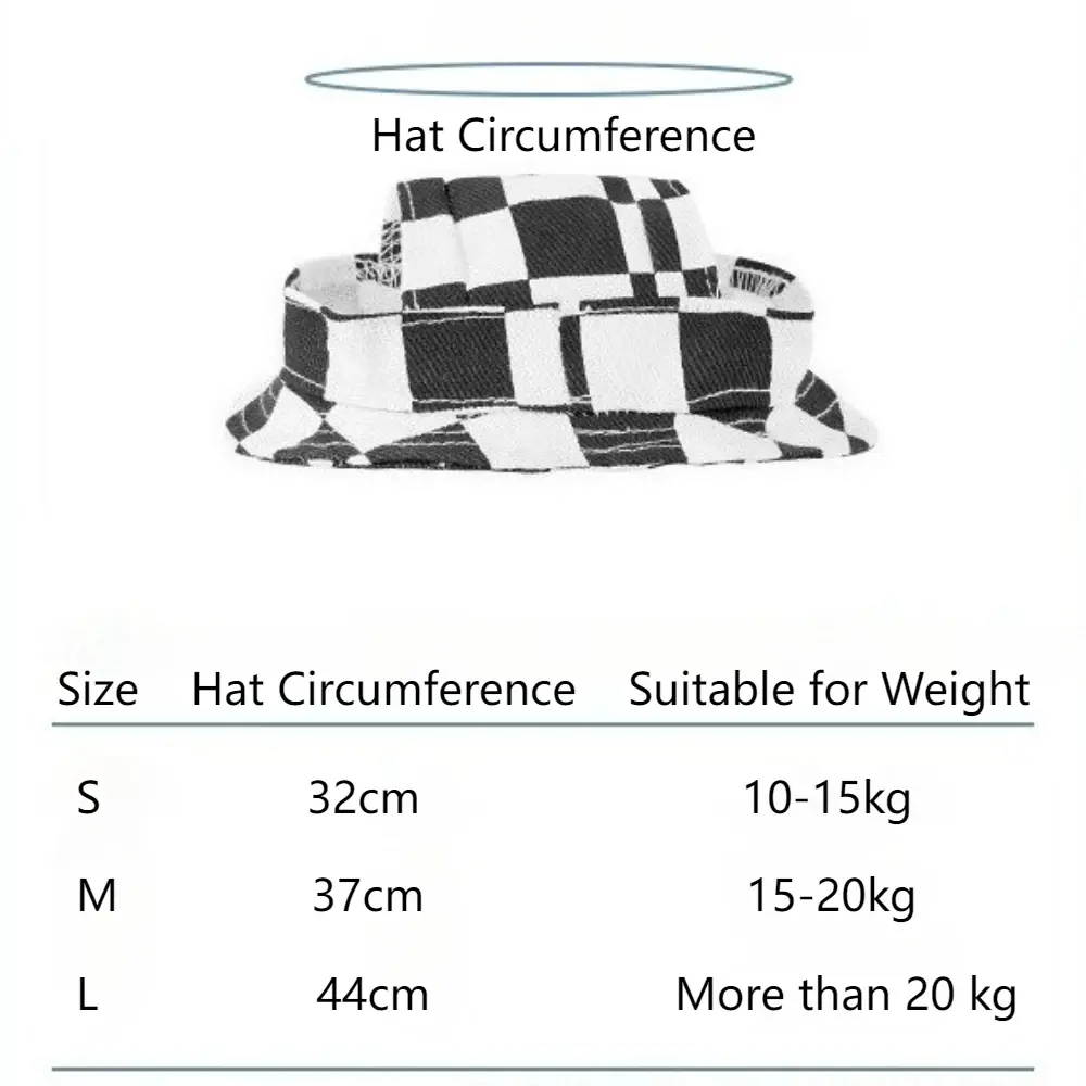 Adjustable Dog Hat Fashion Plaid Cotton Pet Hat for Small Medium Dogs Cats Summer Breathable Dog Sunhat Fisherman Hats