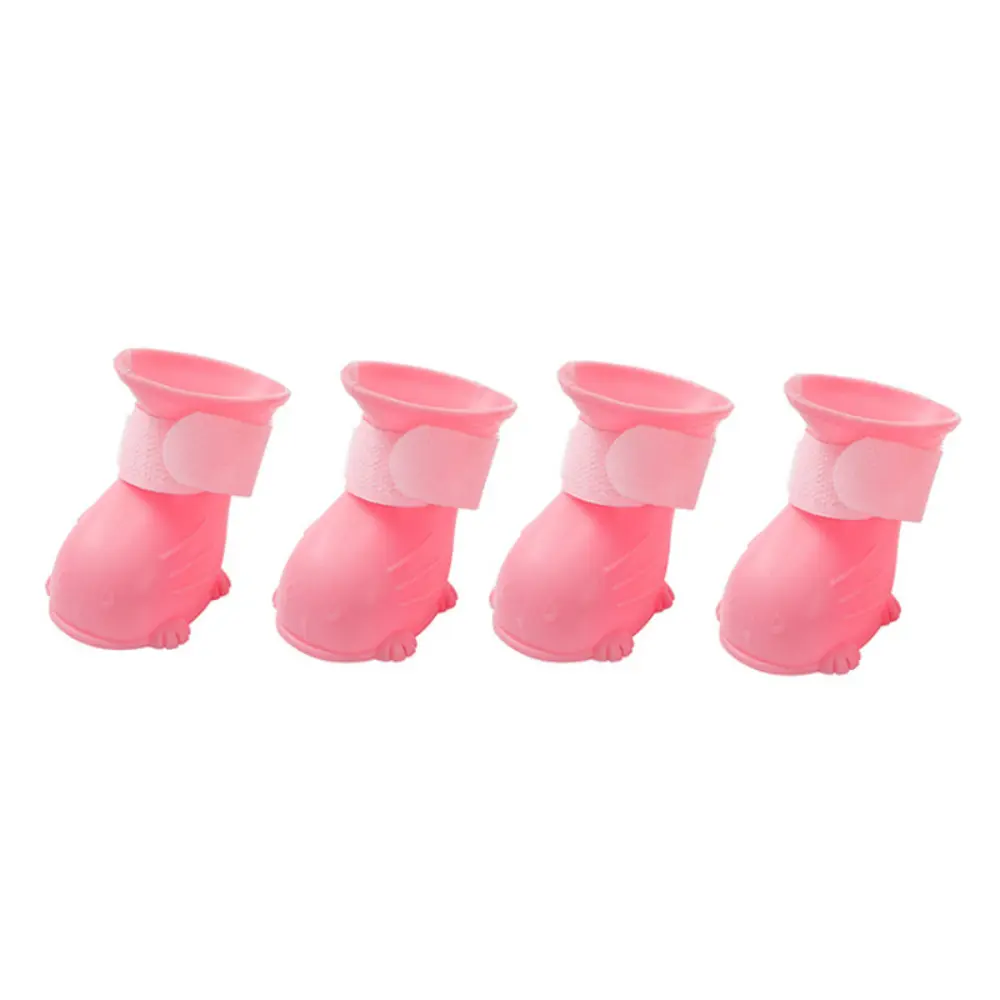 4pcs Dog Rain Boots Waterproof Anti-Slip Outdoor Shoes for Small Medium Dog Puppy Ankle Boots Wear-Resistant Pet Accessories