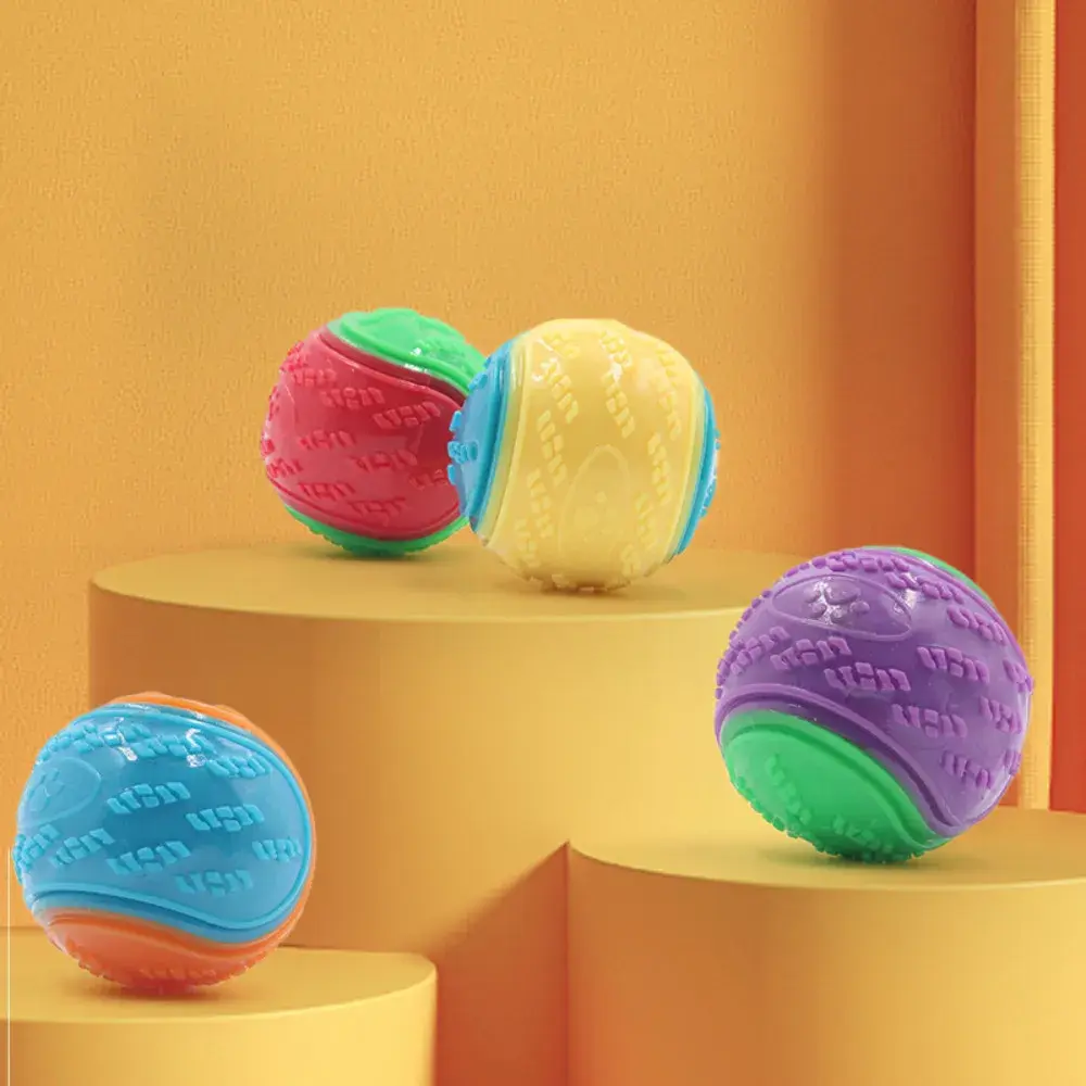 Dog Strong Rubber Squeaky Ball Toys Durable Bouncy Chew Ball Bite Resistant Puppy Training Sound Toy Teeth Cleaning Pet Supplies