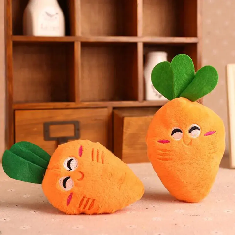 3pcs Dog Cat Squeaky Carrot Plush Toys Stuffed Soft Puppy Kitten Chew Interactive Toys for Dogs Cats Teeth Cleaning Pet Supplies