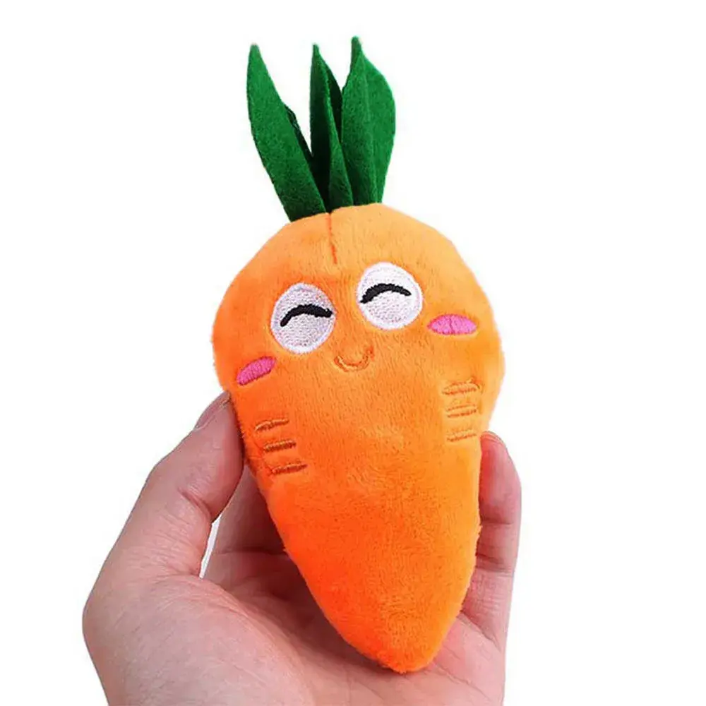 3pcs Dog Cat Squeaky Carrot Plush Toys Stuffed Soft Puppy Kitten Chew Interactive Toys for Dogs Cats Teeth Cleaning Pet Supplies