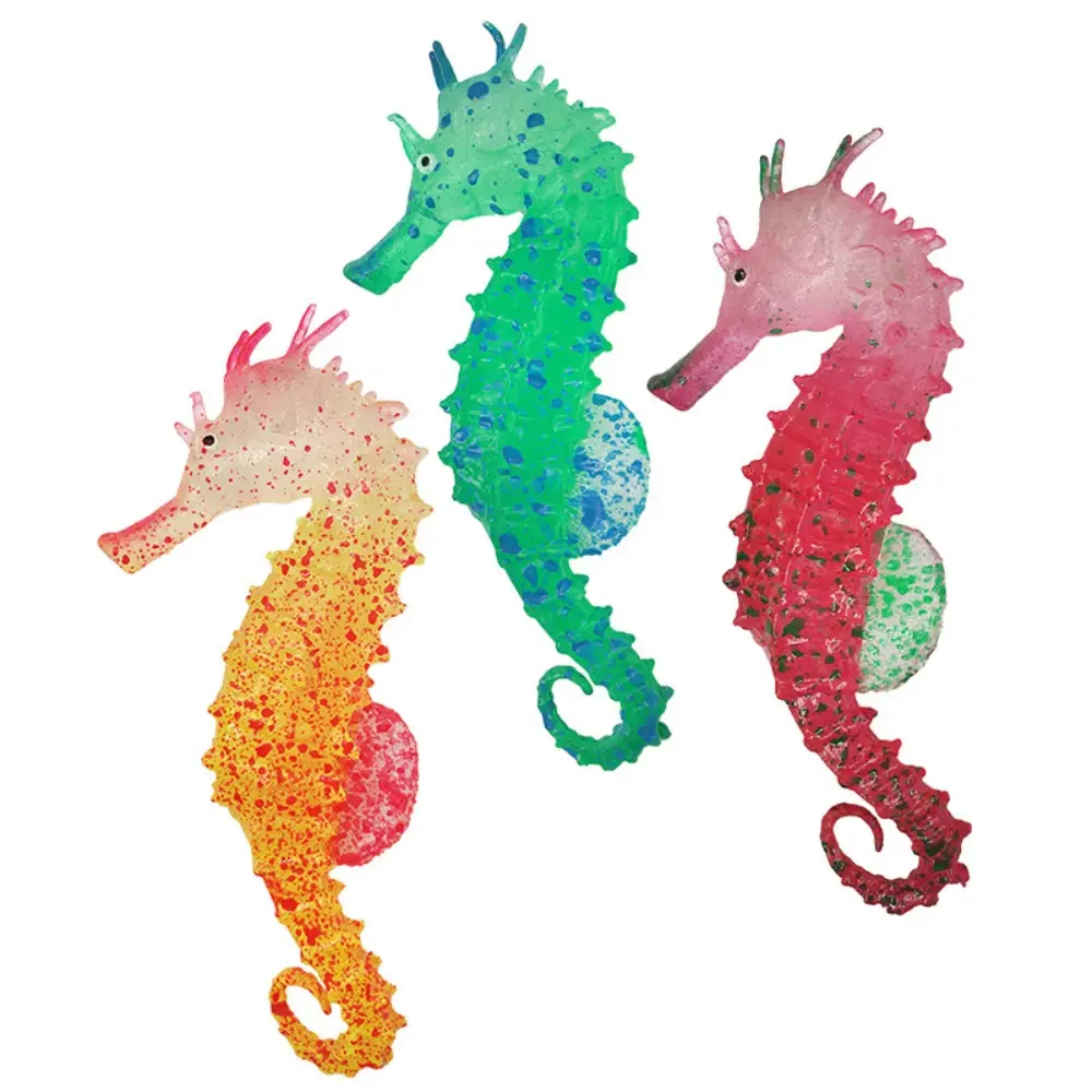 Aquarium Artificial Luminous Seahorse Decoration Fish Tank Fake Silicone Fluorescent Seahorse Landscape Ornaments Aquarium Decor