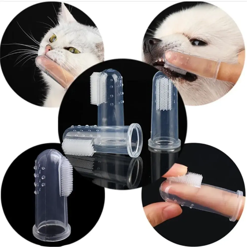 4pcs Pet Toothbrush Super Soft Pet Finger Toothbrush for Dog Cat Silicagel Toothbrush Teeth Care Tool Dog Cat Cleaning Supplies