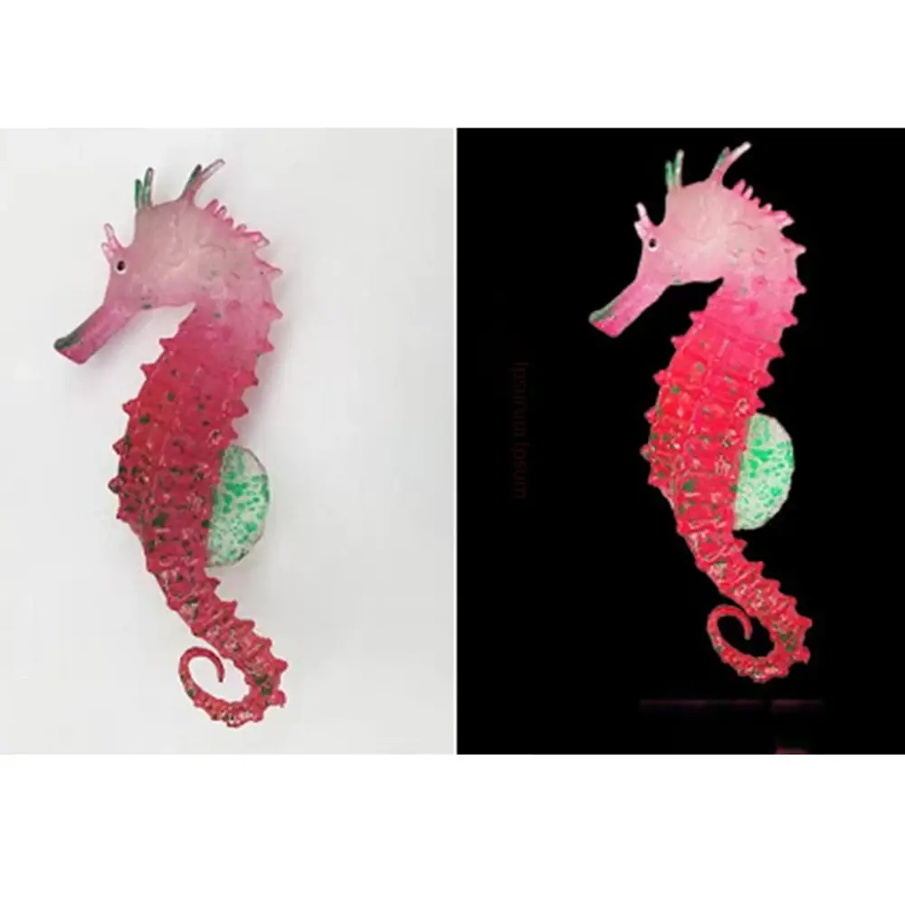 Aquarium Artificial Luminous Seahorse Decoration Fish Tank Fake Silicone Fluorescent Seahorse Landscape Ornaments Aquarium Decor