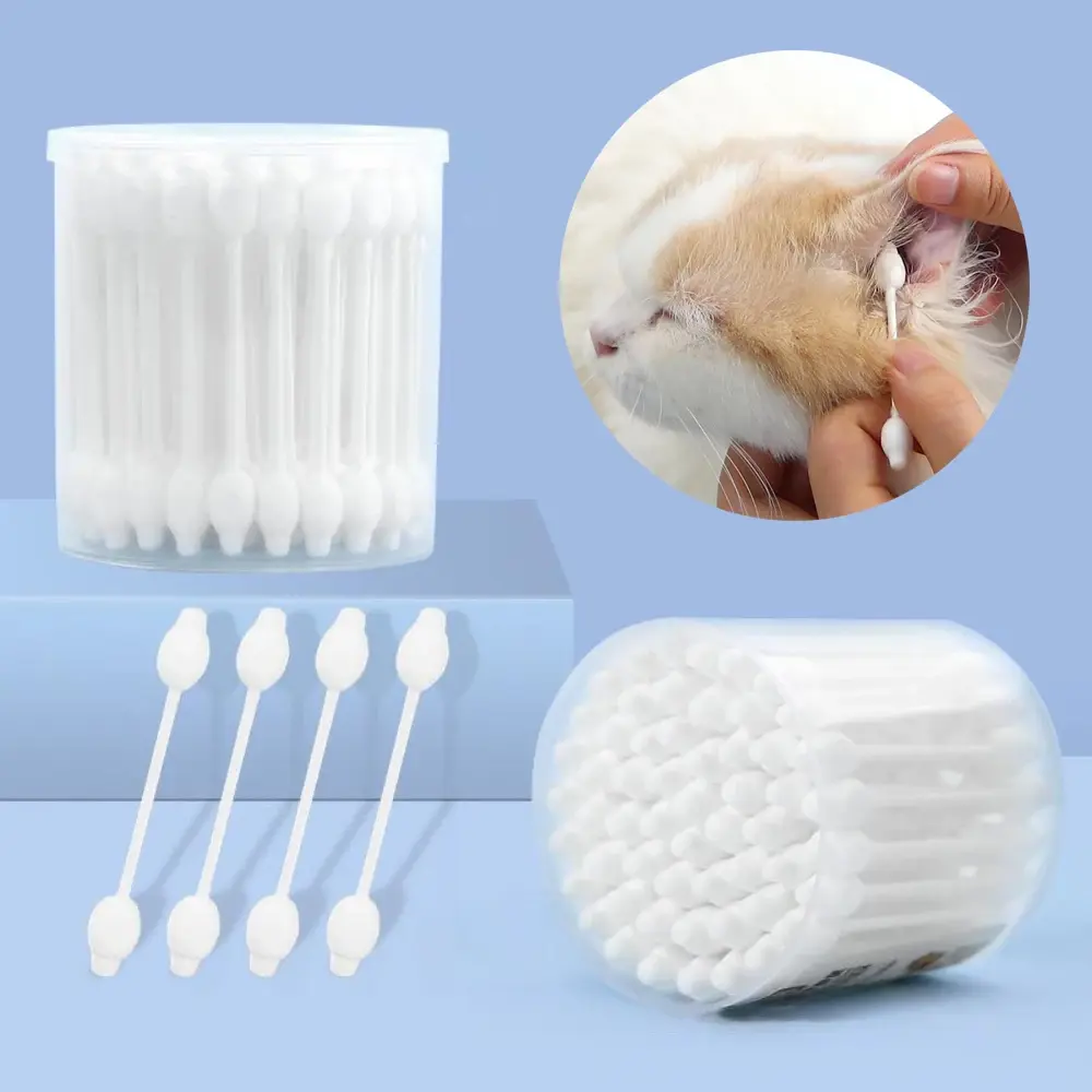 56pcs Pet Ear Cleaner Cotton Buds Cat Dog Cotton Swab Sticks Cotton Buds For Dog Cat Ear Wax Removal Tool Pet Cleaning Supplies