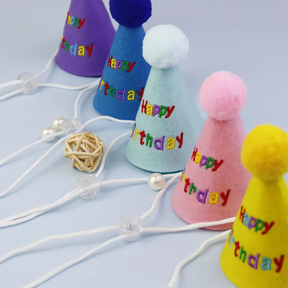 Pet Birthday Hat Adjustable Dog Cat Hat Pet Birthday Party Headdress Photo Props Pet Supplies