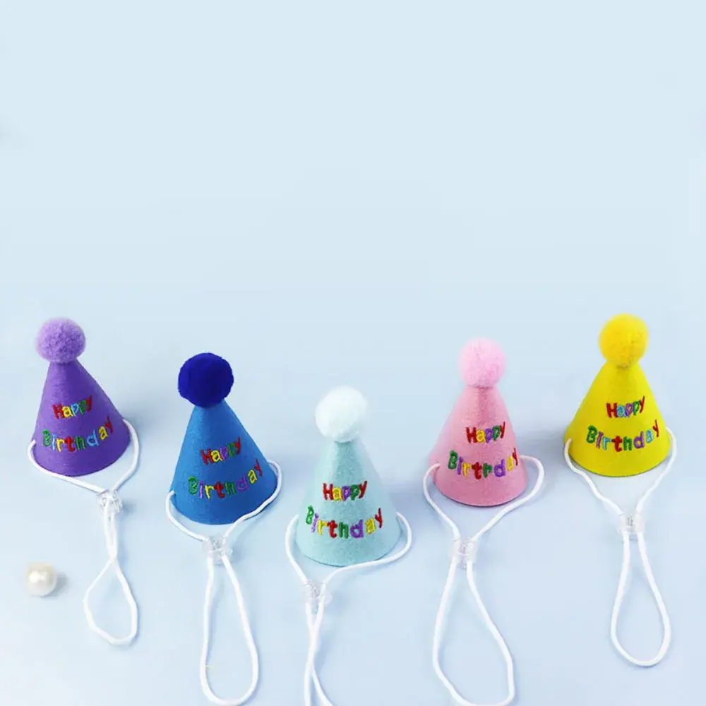 Pet Birthday Hat Adjustable Dog Cat Hat Pet Birthday Party Headdress Photo Props Pet Supplies