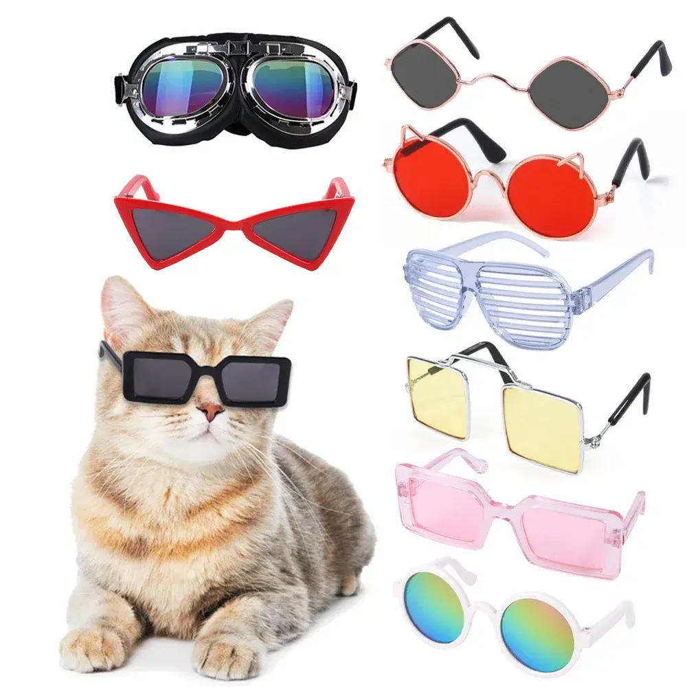 Fashion Vintage Triangle Cat Sunglasses Reflection Eye Wear Glasses for Small Dogs Cats Puppy Kitten Photo Props Pet Accessories