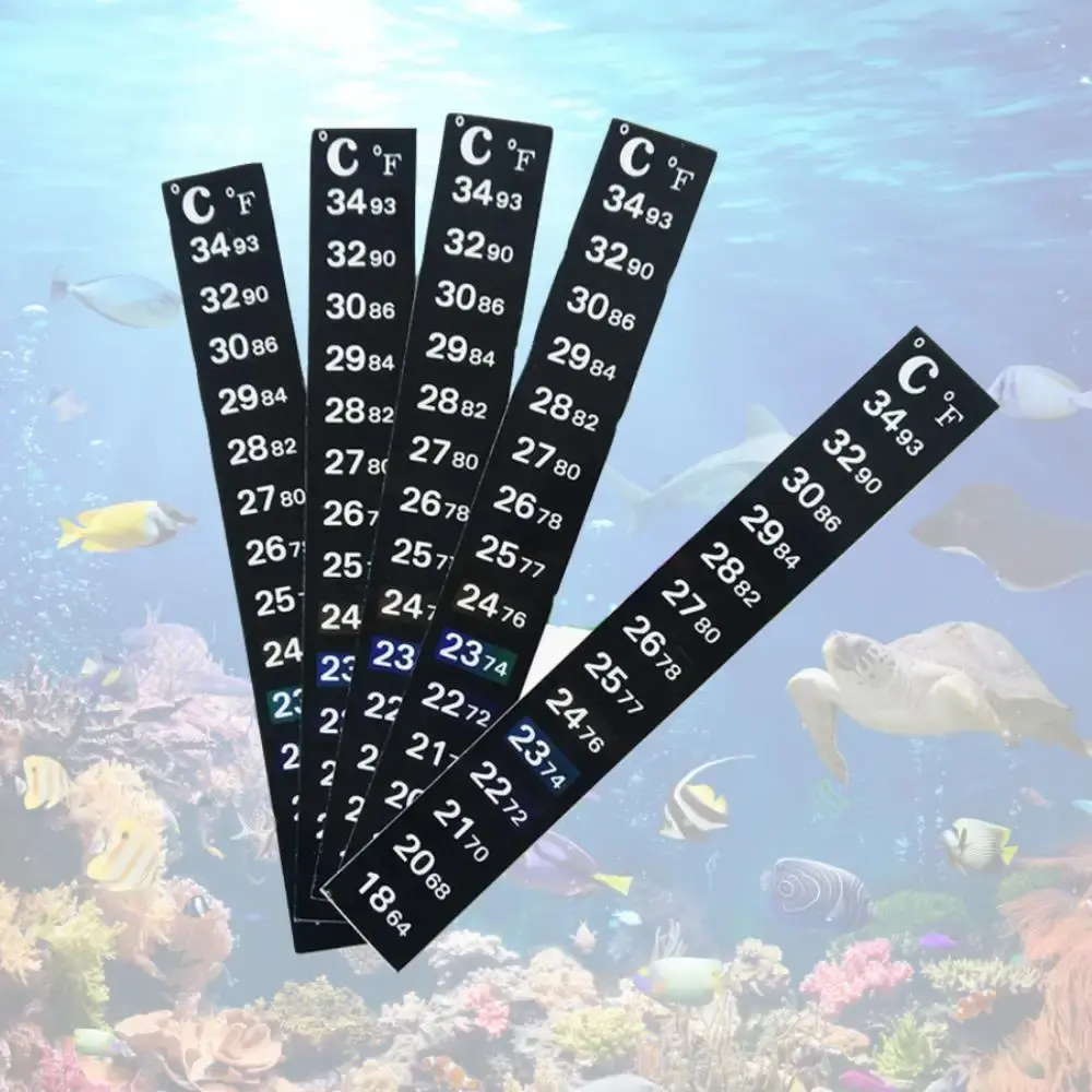 Aquarium Thermometer Strip Stick-on Fish Tank Discolor Thermometer Sticker Adhesive Sticky Dual Scale Temperature Sticker