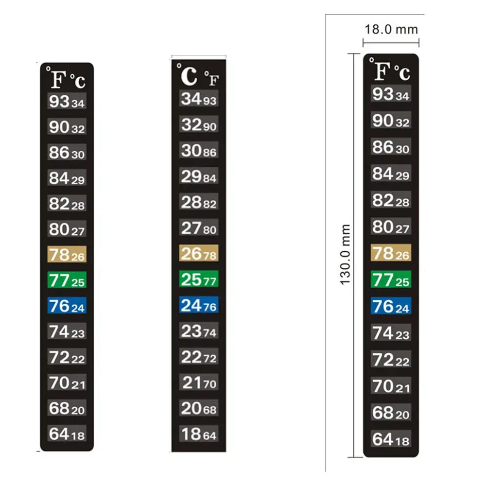 Aquarium Thermometer Strip Stick-on Fish Tank Discolor Thermometer Sticker Adhesive Sticky Dual Scale Temperature Sticker