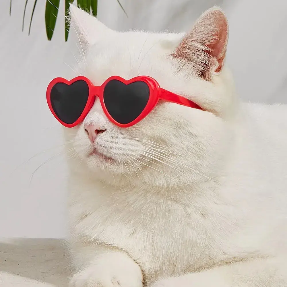 Fashion Heart Dog Glasses Pet Sunglasses for Small Dogs Cats Puppy Kitten Photo Props Decorations Dog Summer Party Eyewear