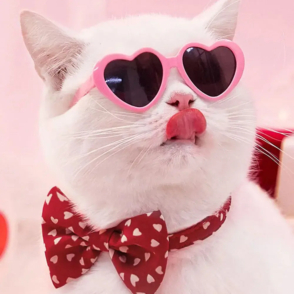 Fashion Heart Dog Glasses Pet Sunglasses for Small Dogs Cats Puppy Kitten Photo Props Decorations Dog Summer Party Eyewear