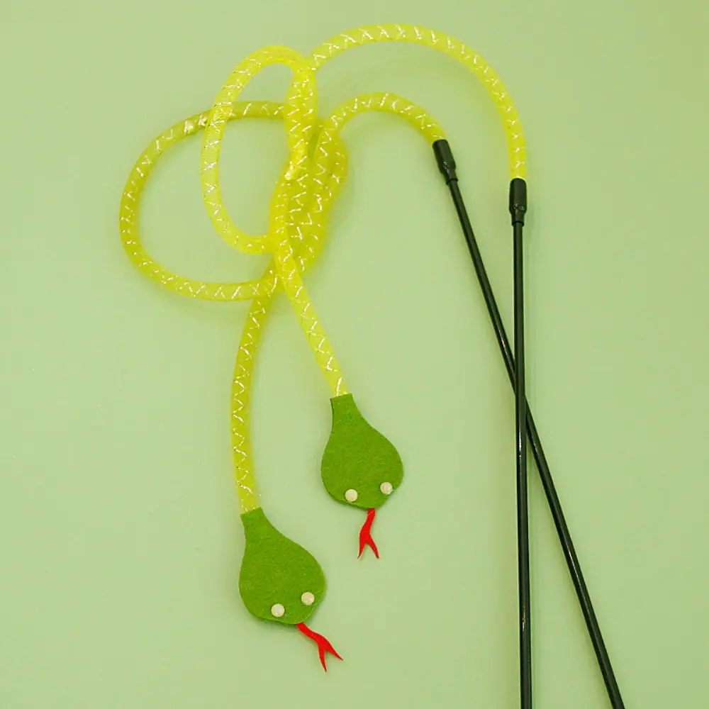 Snake Shape Funny Cat Teaser Wand Interactive Kitten Chew Toy with Short Stick for Boredom Relief & Fun Catch Play Pet Game