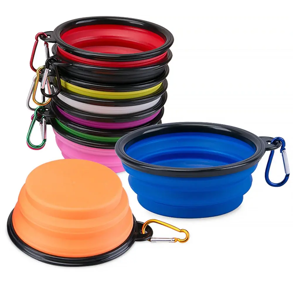 Pet Folding Silicone Bowl Collapsible Dog Cat Food Water Bowl Outdoor Portable Travel Bowl Puppy Food Container Feeder
