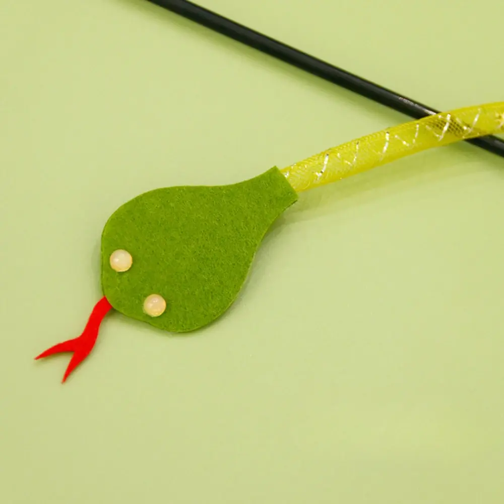 Snake Shape Funny Cat Teaser Wand Interactive Kitten Chew Toy with Short Stick for Boredom Relief & Fun Catch Play Pet Game