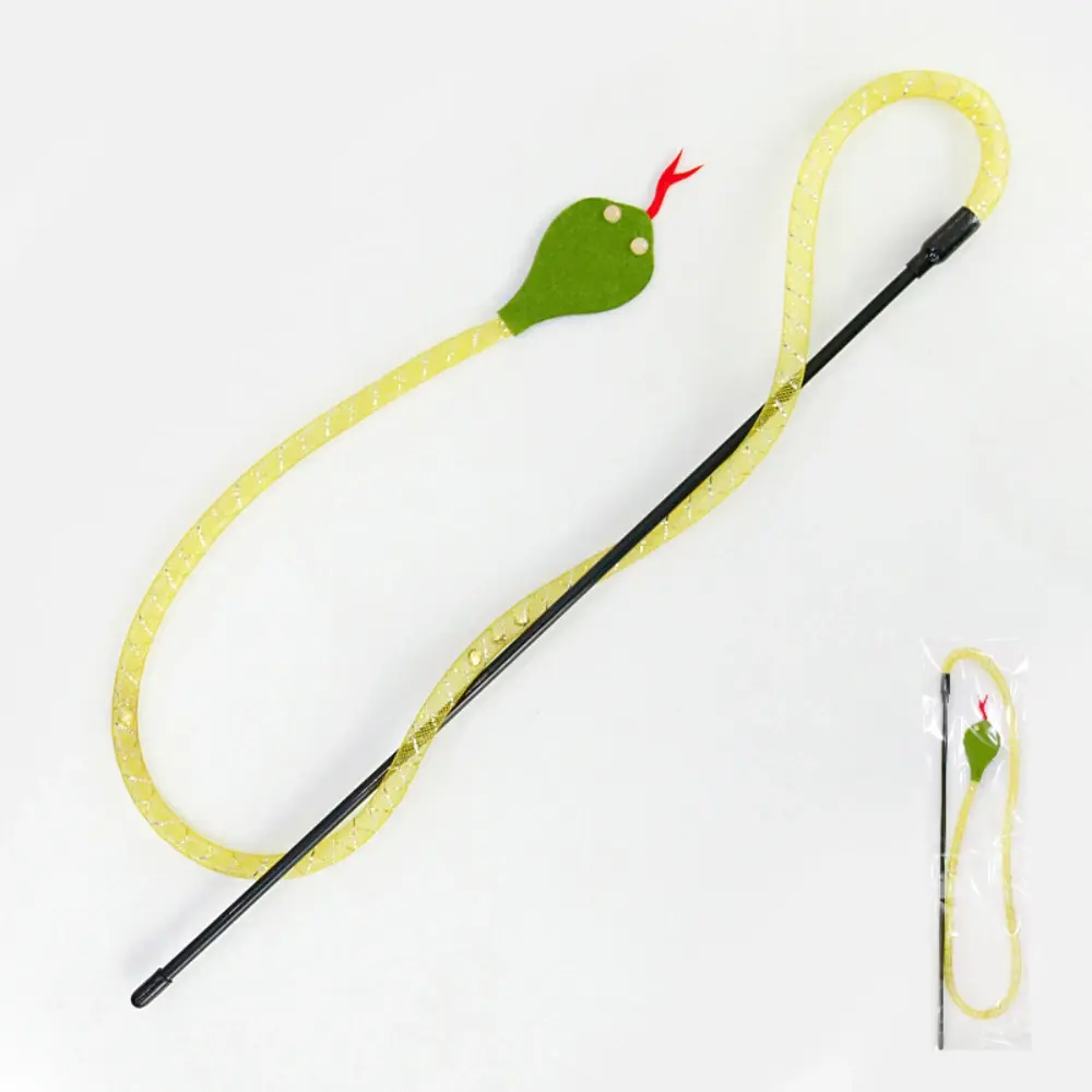 Snake Shape Funny Cat Teaser Wand Interactive Kitten Chew Toy with Short Stick for Boredom Relief & Fun Catch Play Pet Game